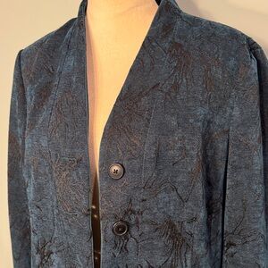 Coldwater Creek Midnight dark teal Blue Textured Blazer Size L